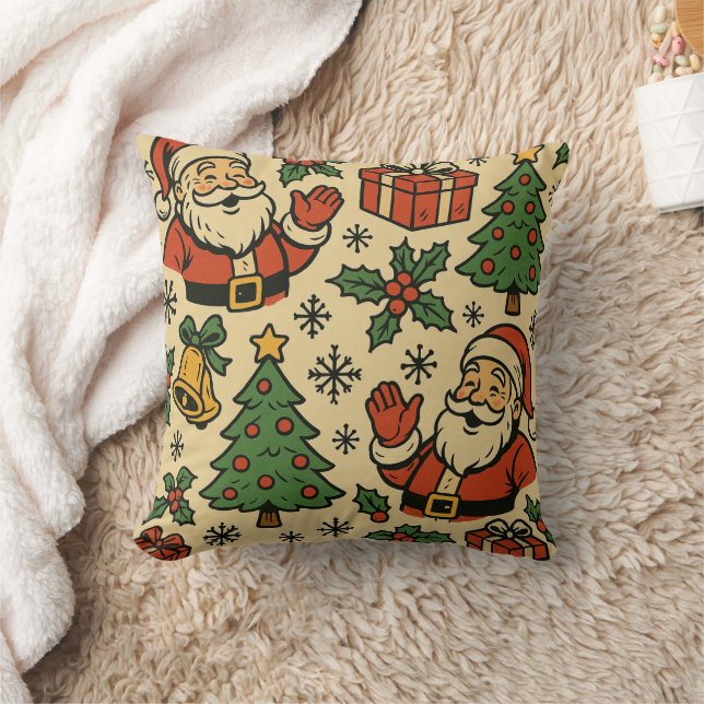 Retro Christmas icon pattern Cushion (Blanket)