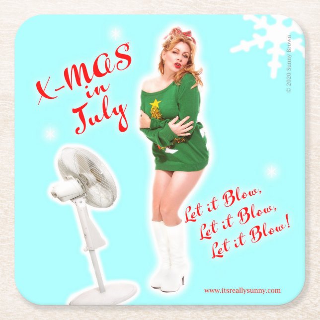 Retro Christmas in July Beverage Coaster (Front)