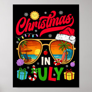 Retro Christmas In July Sungles Beach Summer Hawai Poster