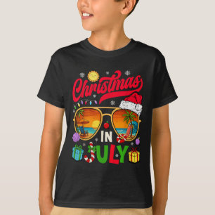 Retro Christmas In July Sungles Beach Summer Hawai T-Shirt