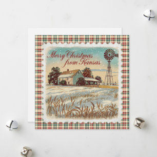 Retro Christmas In Kansas Holiday Card