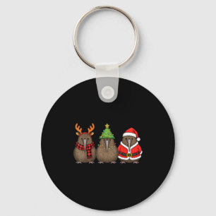 Retro Christmas Kiwi Bird Santa Reindeer Key Ring