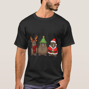 Retro Christmas Kiwi Bird Santa Reindeer  T-Shirt