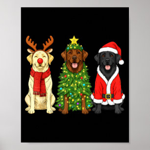 Retro Christmas Labrador Retriever Santa Reindeer  Poster