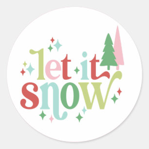 Retro Christmas   Let it Snow Classic Round Sticker