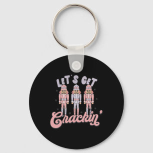 Retro Christmas Lets Get Crackin Nutcrackers Vinta Key Ring