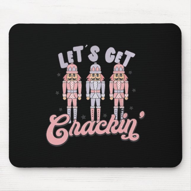Retro Christmas Lets Get Crackin Nutcrackers Vinta Mouse Mat (Front)