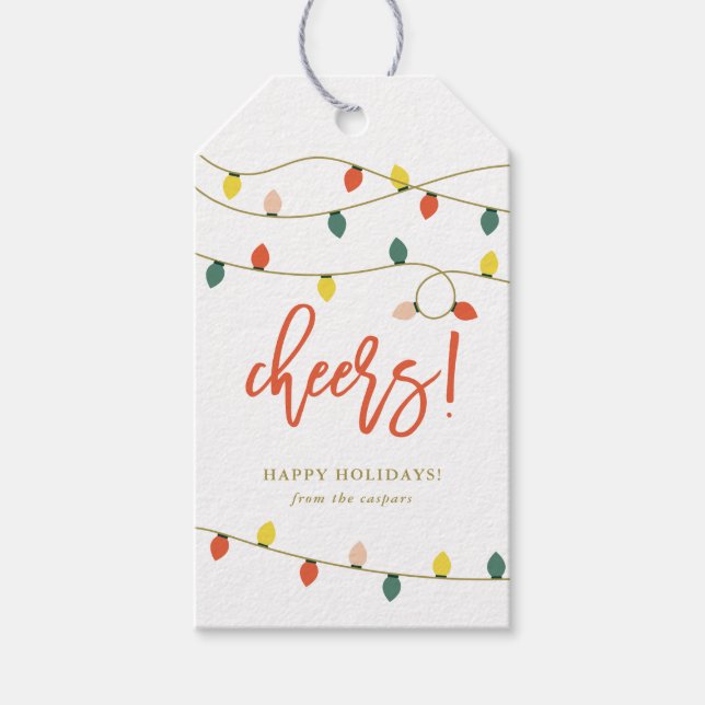 Retro Christmas Lights Holiday Gift Tag (Front)