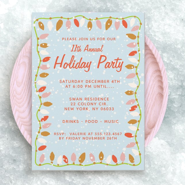 Retro  Christmas  Lights Holiday Party Invitation (Creator Uploaded)