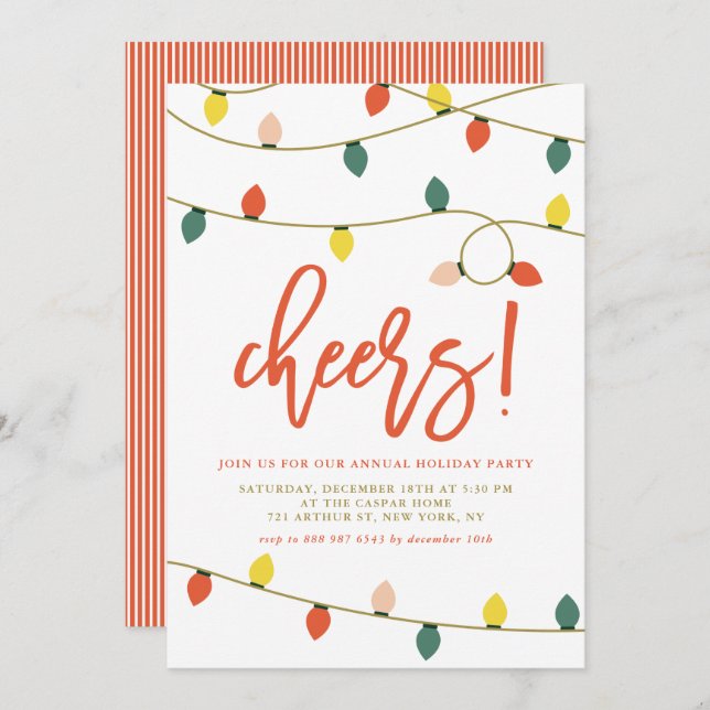 Retro Christmas Lights Holiday Party Invitation (Front/Back)