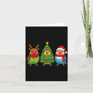 Retro Christmas Lovebird Parrot Santa Reindeer Card