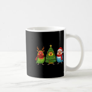 Retro Christmas Lovebird Parrot Santa Reindeer  Coffee Mug