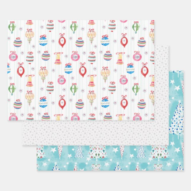 Retro Christmas Magic Wrapping Paper Sheet (Set)