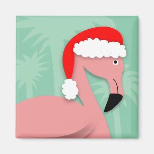 Retro Christmas Magnet- Pink Flamingo Magnet