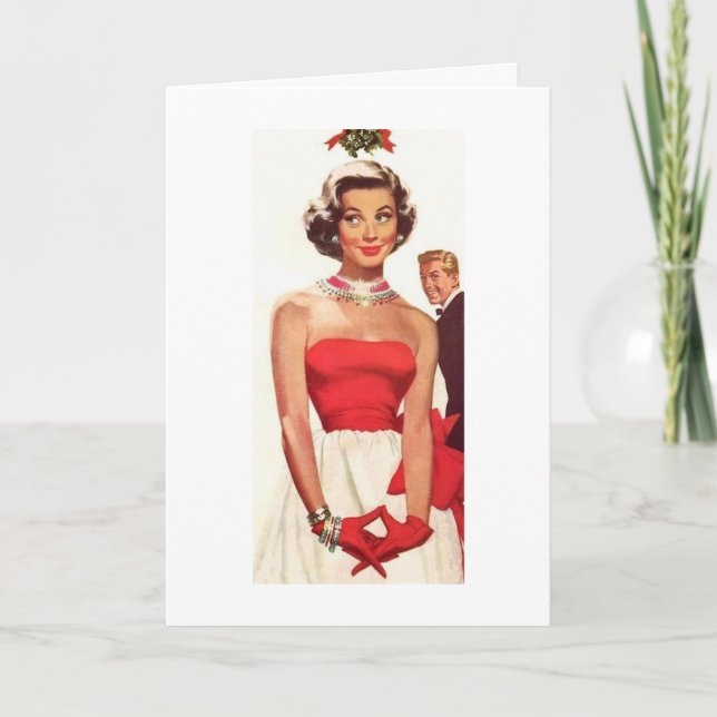 Retro Christmas - Meet Me at the Mistletoe, Holiday Card (Front)