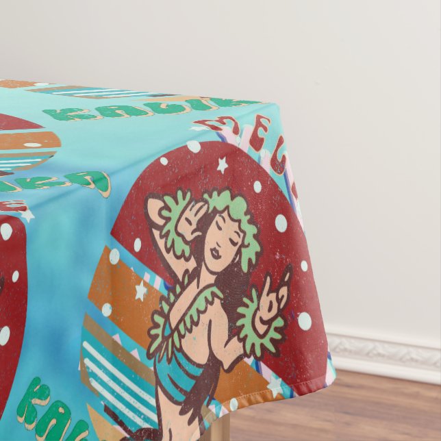 Retro Christmas, Mele Kalikimaka Hula Dancer Tablecloth (In Situ)