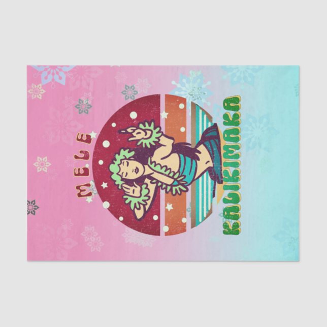 Retro Christmas, Mele Kalikimaka Hula Dancer Tissue Paper (Front)