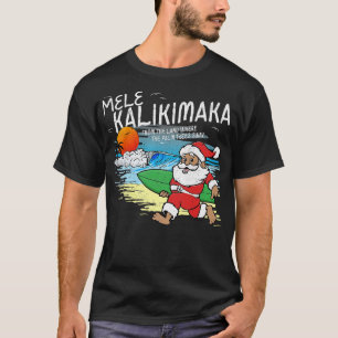 Retro Christmas Mele Kalikimaka Santa Shaka Hawaii T-Shirt