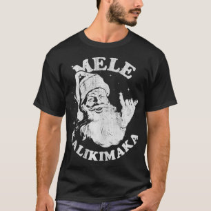 Retro Christmas Mele Kalikimaka Santa Shaka Hawaii T-Shirt