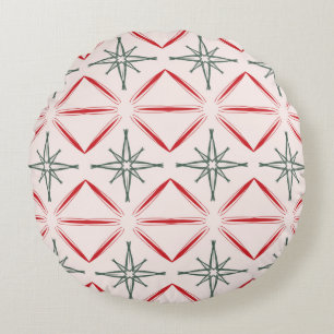 Retro Christmas mid century seamless pattern in vi Round Cushion
