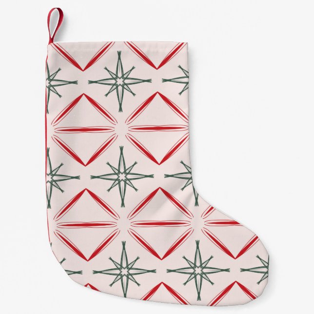 Retro Christmas mid century seamless pattern in vi Small Christmas Stocking (Front)