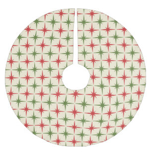 Retro Christmas Midcentury Modern Starbursts Cream Brushed Polyester Tree Skirt
