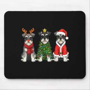 Retro Christmas Miniature Schnauzer Santa Reindeer Mouse Mat