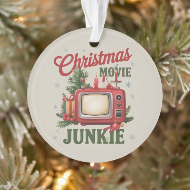 Retro Christmas Movie Junkie Family Party Xmas Ornament (Tree)