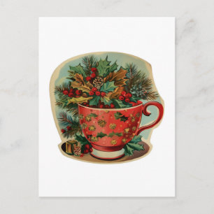 Retro Christmas Mug Still Life Postcard