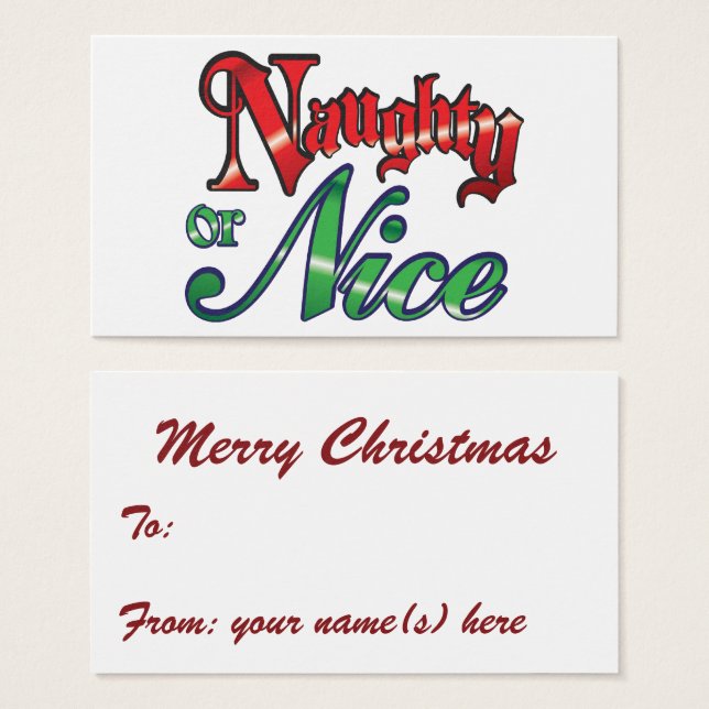 Retro Christmas, Naughty or Nice Red Green Letters (Front & Back)