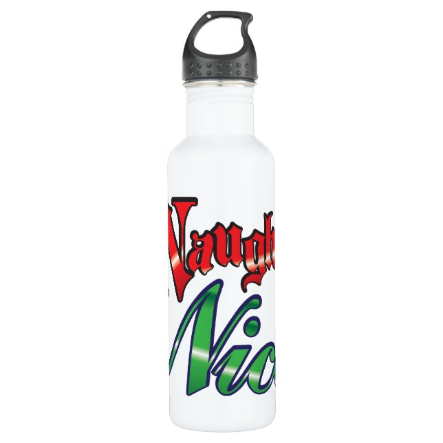 Retro Christmas, Naughty or Nice Red Green Letters 710 Ml Water Bottle (Front)