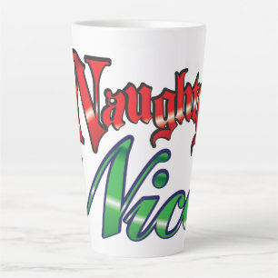 Retro Christmas, Naughty or Nice Red Green Letters Latte Mug