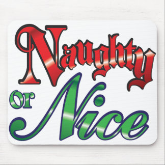 Retro Christmas, Naughty or Nice Red Green Letters Mouse Mat