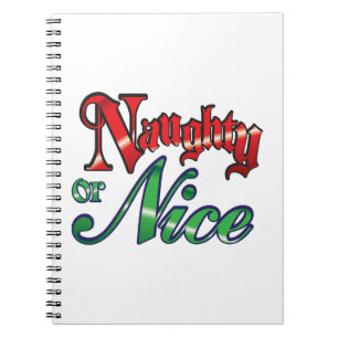 Retro Christmas, Naughty or Nice Red Green Letters Notebook