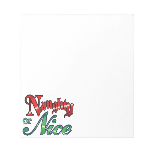 Retro Christmas, Naughty or Nice Red Green Letters Notepad (Front)