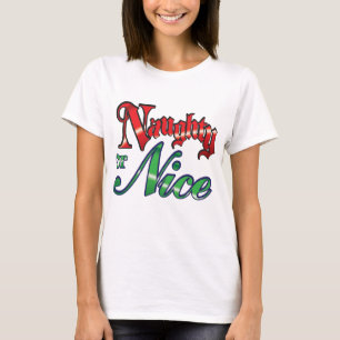 Retro Christmas, Naughty or Nice Red Green Letters T-Shirt