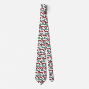 Retro Christmas, Naughty or Nice Red Green Letters Tie