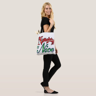 Retro Christmas, Naughty or Nice Red Green Letters Tote Bag