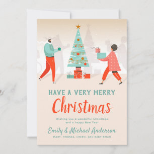 Retro Christmas New Year Annual Letter Digital Holiday Card