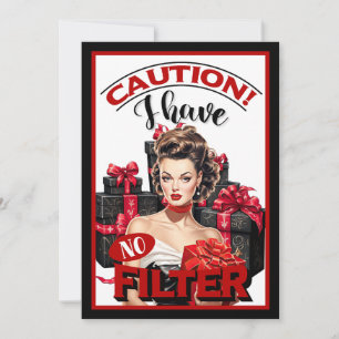 Retro Christmas No Filter Pinup Thank You Card