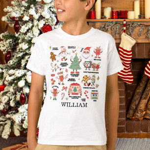 Retro Christmas Nostalgic Green And Red Boys T-Shirt