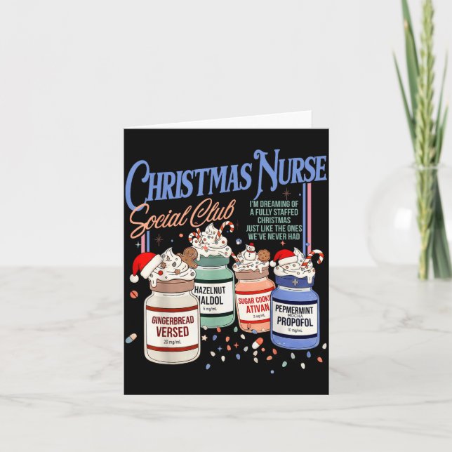 Retro Christmas Nurse Social Icu Nurse Profol Xmas Card (Front)