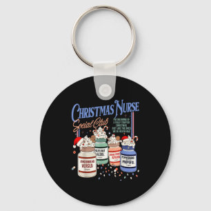 Retro Christmas Nurse Social Icu Nurse Profol Xmas Key Ring