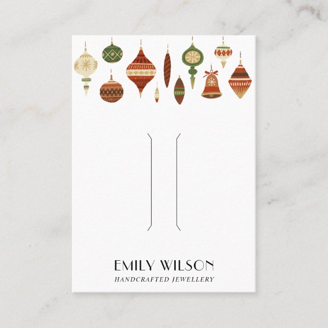 RETRO CHRISTMAS ORNAMENT HAIR CLIP DISPLAY CARD (Front)