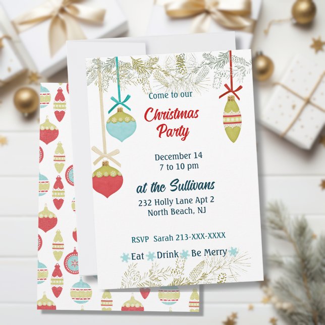 Retro Christmas Ornament  Invitation (Creator Uploaded)