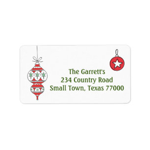 Retro Christmas Ornament Personalised Address Label