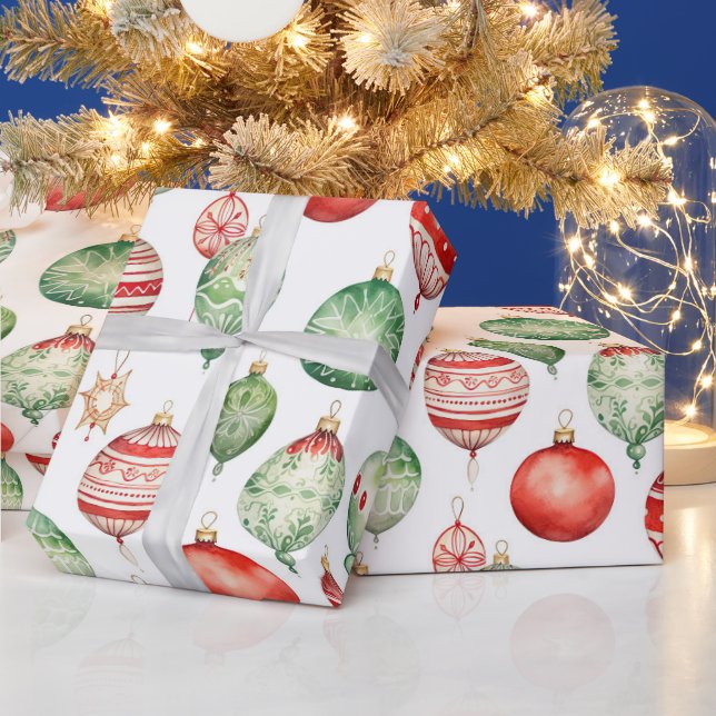 Retro Christmas Ornament Wrapping Paper (Holidays)