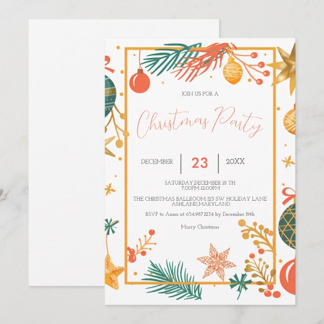 Retro Christmas Ornaments Company Christmas Save The Date (Front/Back)