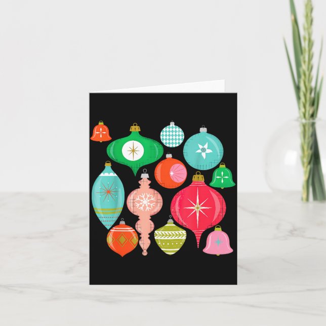 Retro Christmas Ornaments Mid Century Modern  Card (Front)