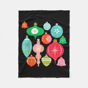 Retro Christmas Ornaments Mid Century Modern  Fleece Blanket